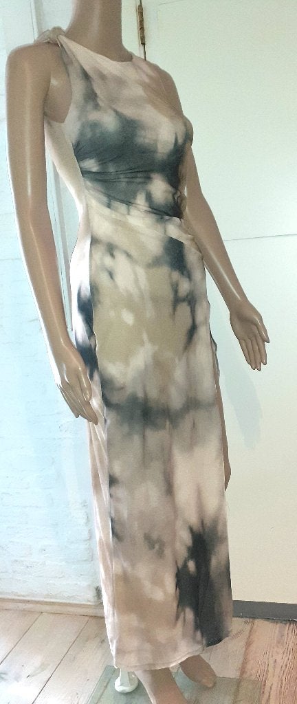 maxi jurk beige zwart marmer Pull & Bear XS of 34, Beige, Nieuw, Ophalen of Verzenden, Maat 34 (XS) of kleiner