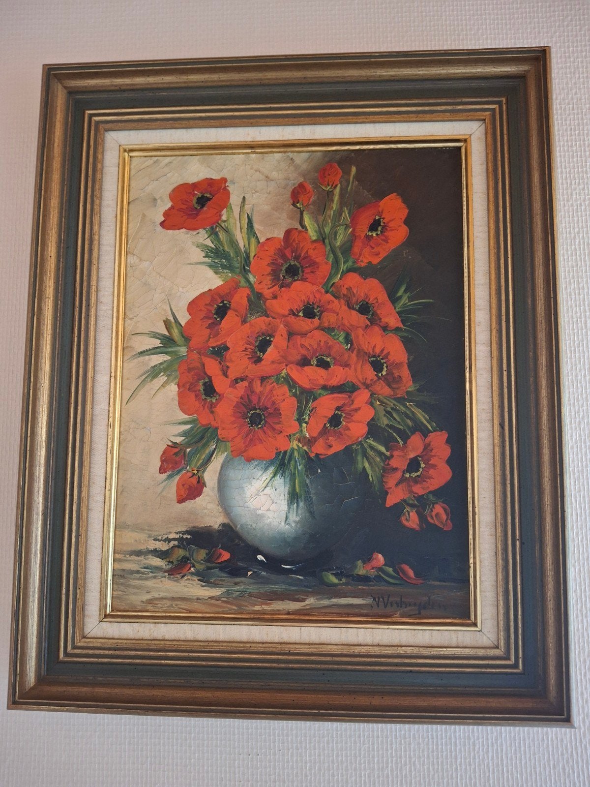 schilderij, Enlèvement, Classique, Signé, Fleurs