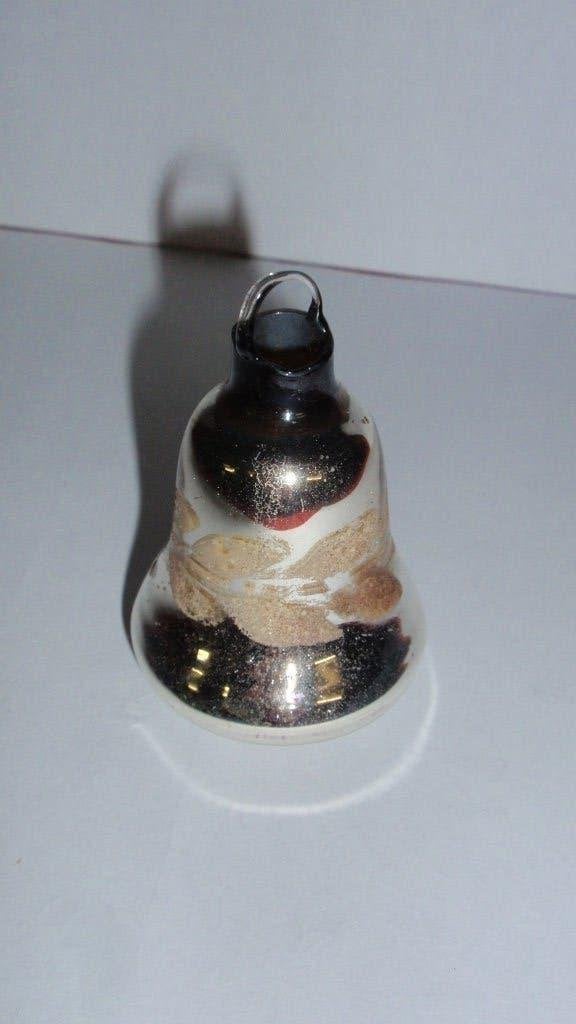 Oude glazen kerstbal zilver en wit Ajeko klokje gesloten, Ophalen of Verzenden, Gebruikt