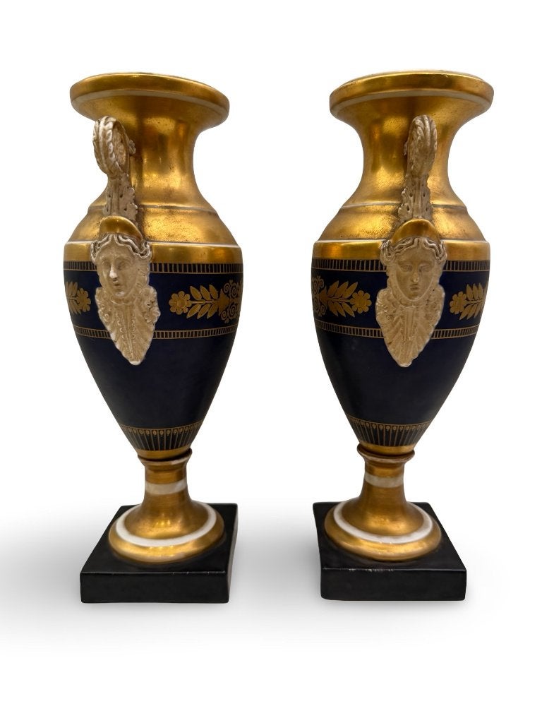 Paire de vases Empire Napoléon Ier Porcelaine de Paris XIXe, Enlèvement ou Envoi