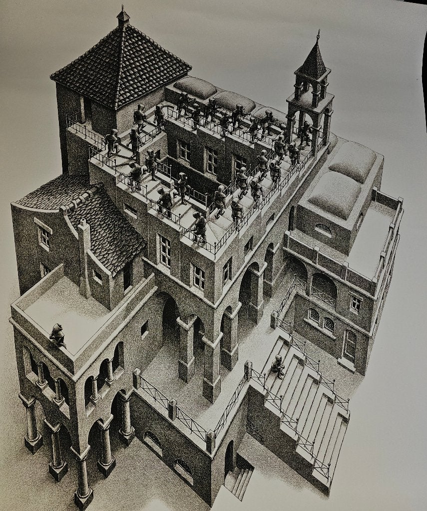 M.C. Escher  Ascending and Descending 1960, Ophalen, Papier