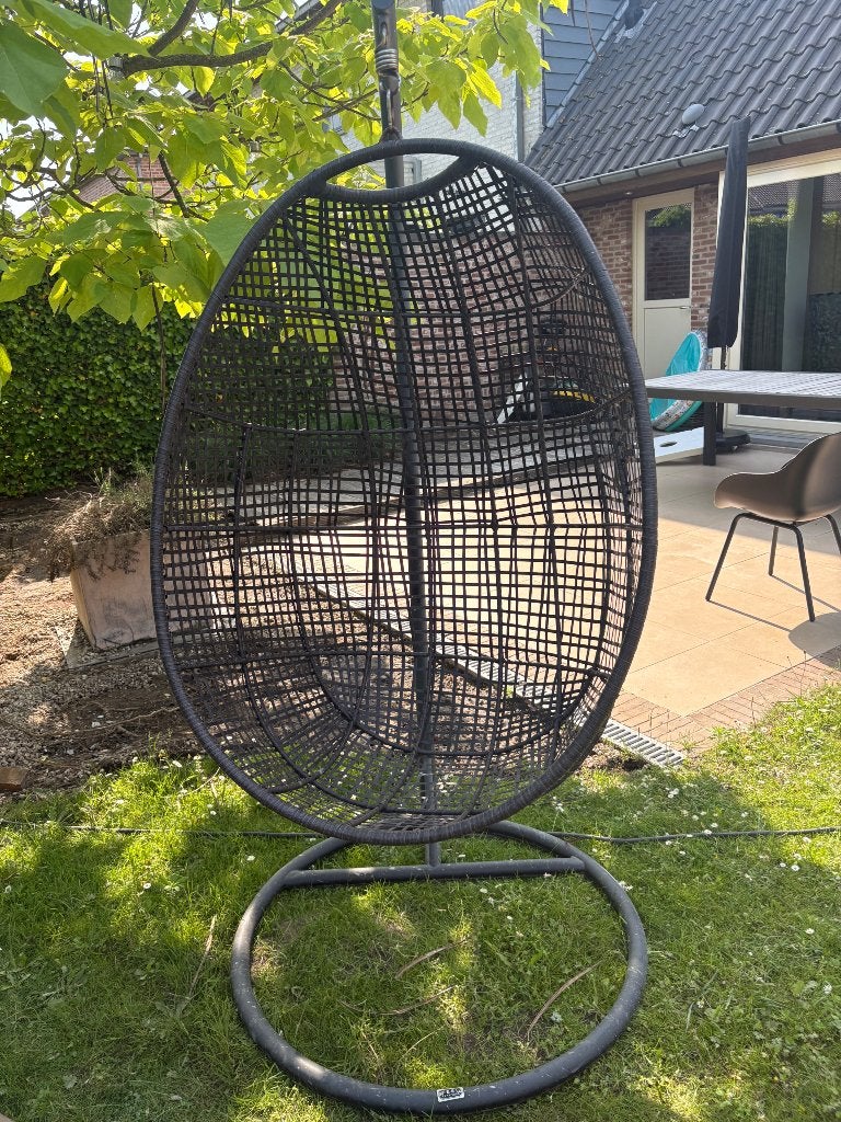 Wicker Hangstoel ei met kussens, Tuin en Terras, Ophalen, Gebruikt, Wicker, Loungeset