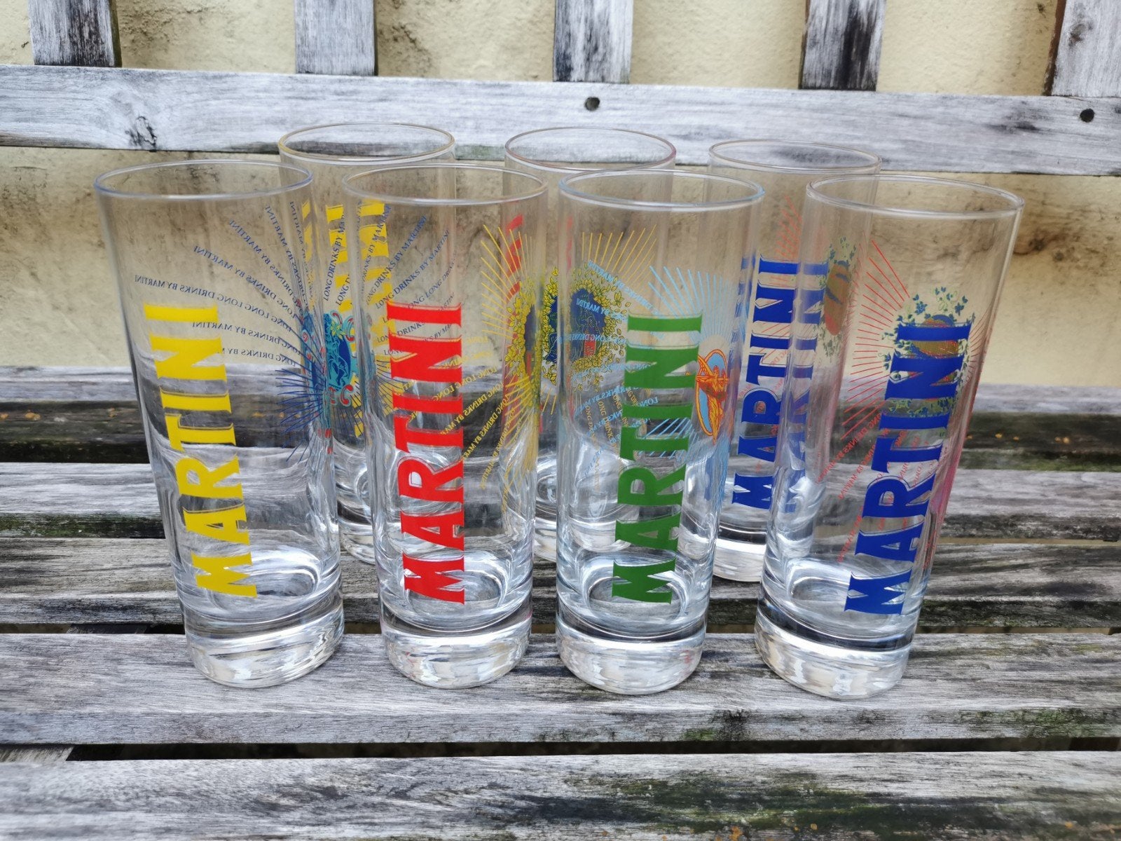 Set van 7 (6 + 1 reserve) Martini longdrink glazen. Pr/set., Ophalen of Verzenden, Zo goed als nieuw, Overige typen