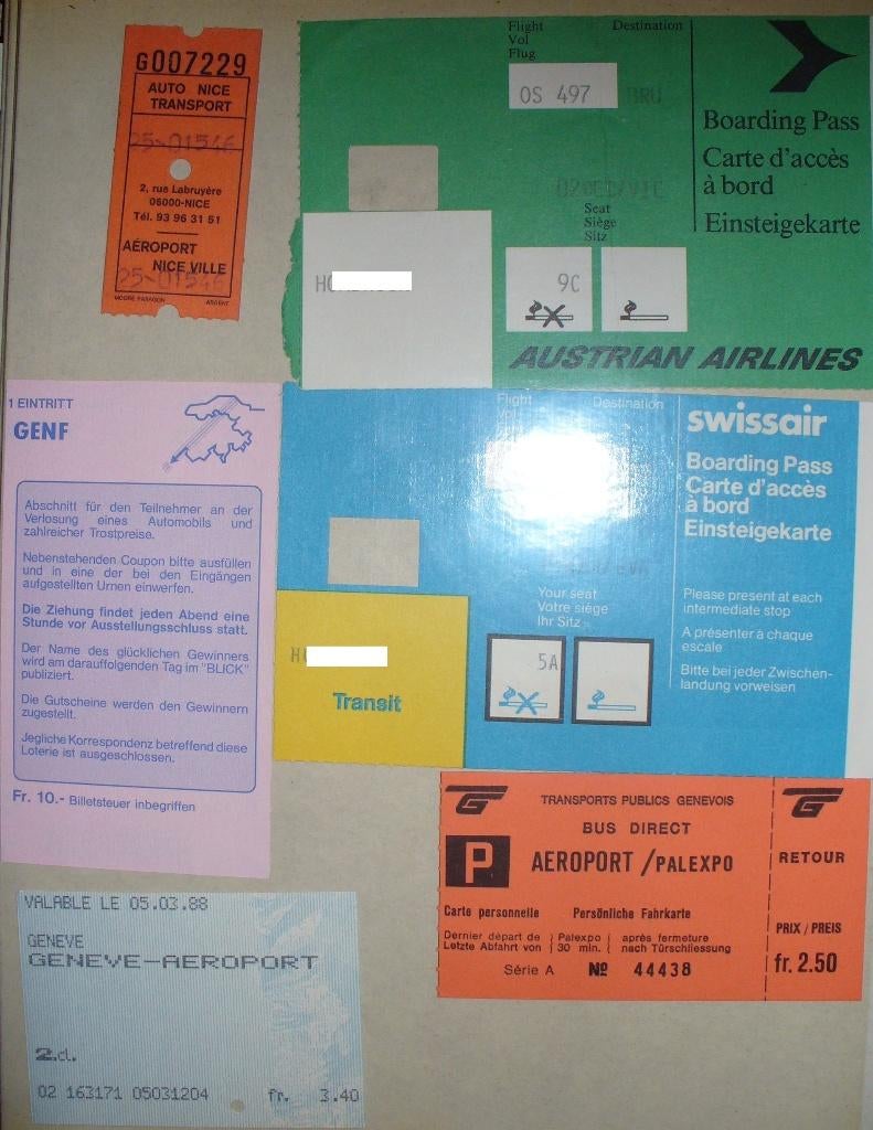 LOT GEBRUIKTE VLIEGTICKETS AIRLINES AIRPORTS NICE GENEVE, Ophalen of Verzenden, Gebruikt, Kaart, Foto of Prent