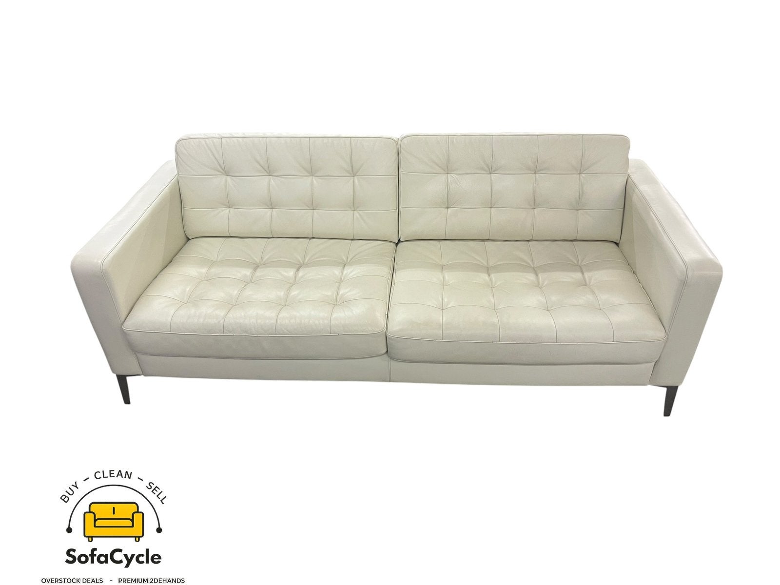 Canapé 3 places en cuir blanc/cuir synthétique IKEA, Maison & Meubles, Enlèvement ou Envoi, Comme neuf, SofaCycle, Info@sofacycle.be