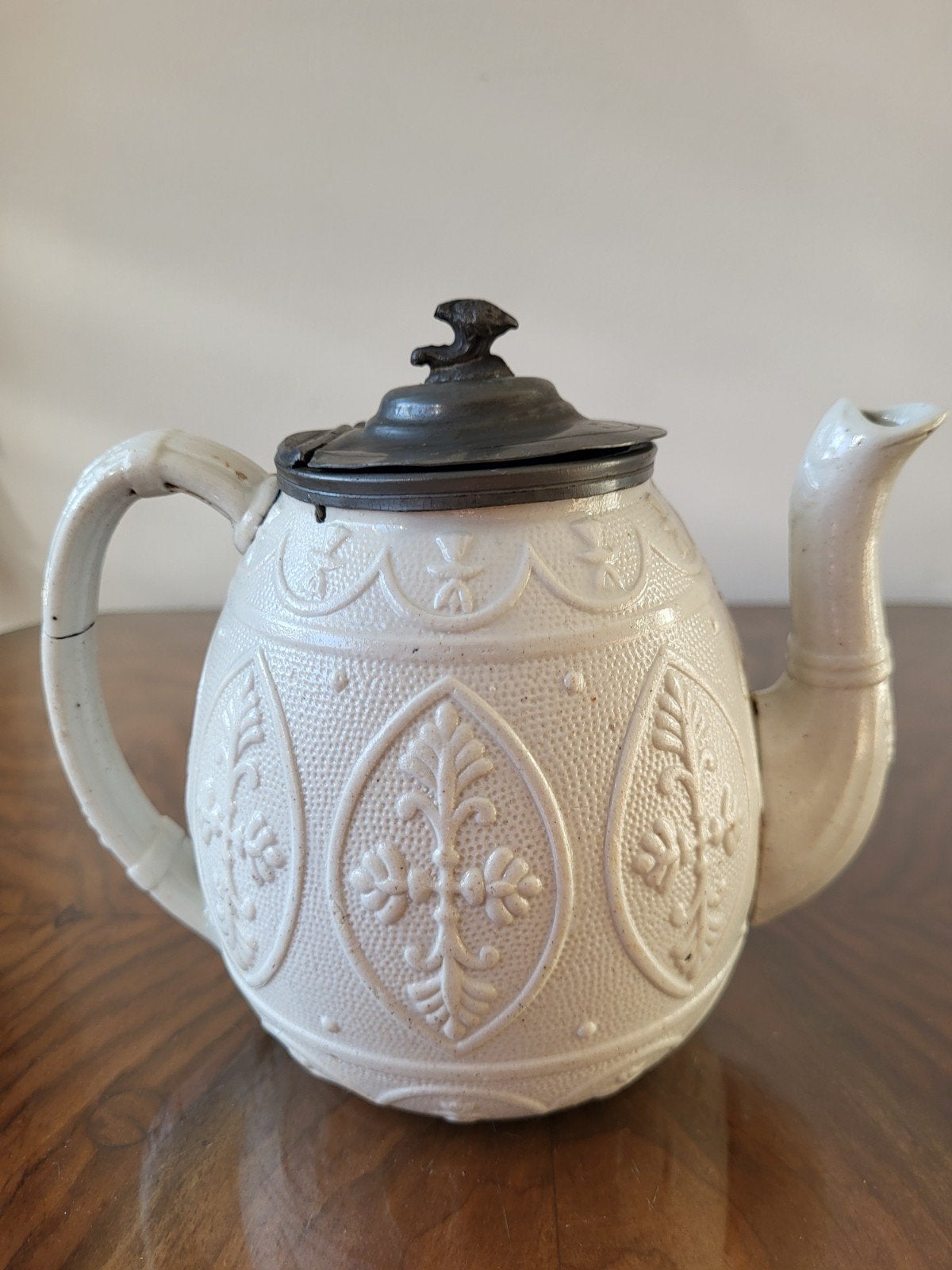 Théière victorienne antique en glaçure au sel avec charnière, Enlèvement ou Envoi