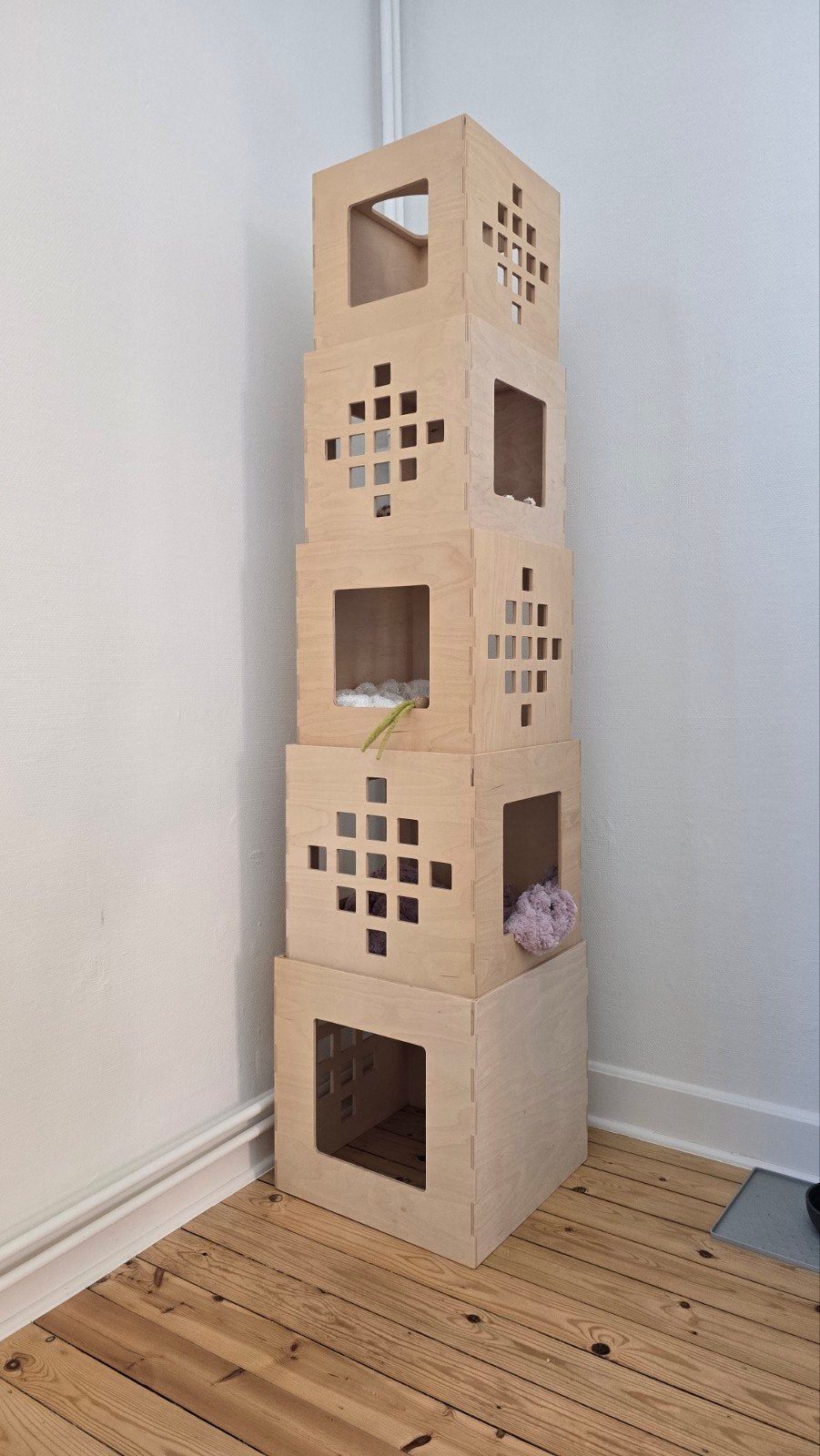 Modulaire houten kattentoren / kattenhuis design uitvoering, Dieren en Toebehoren, Katten-accessoires, Ophalen, Zo goed als nieuw