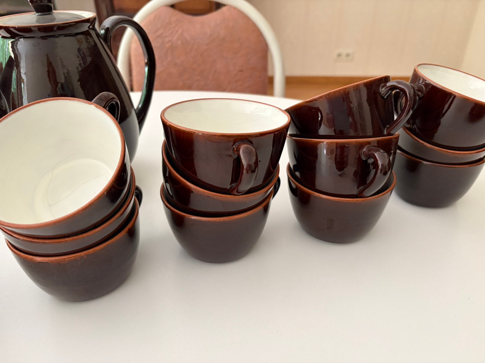 Service à café couleur brune, Maison & Meubles, Enlèvement, Utilisé