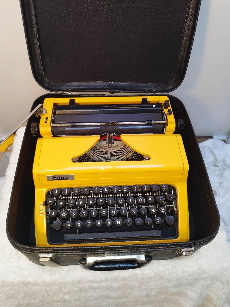 Erika Jaune Pop vintage schrijfmachine uit de jaren 70, Diversen, Ophalen of Verzenden, Gebruikt