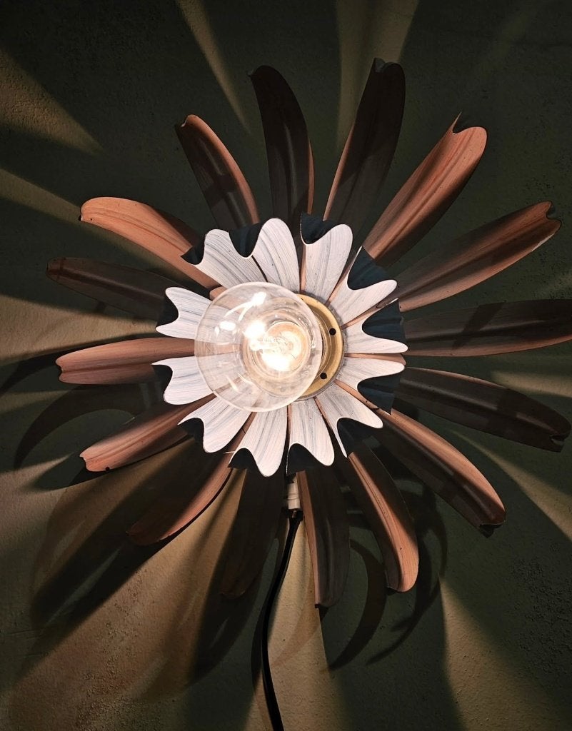 Unieke vintage muurlamp, Huis en Inrichting, Lampen | Wandlampen, Ophalen, Gebruikt, Roze, Metaal