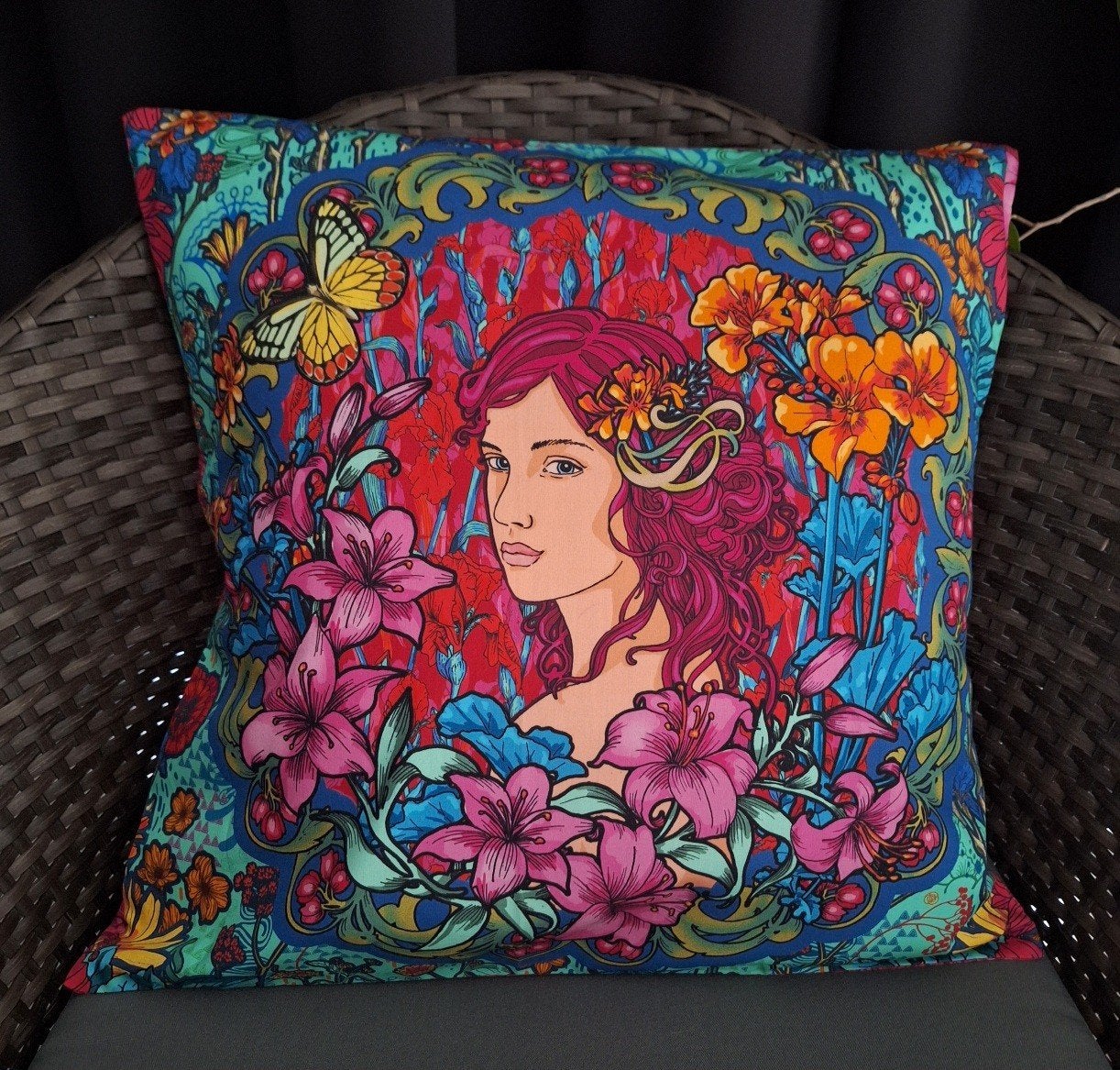 Coussin en coton Motif été
