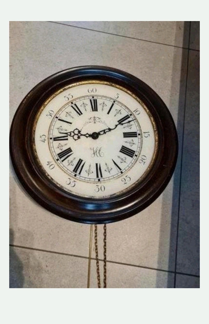 Belle horloge murale ancienne avec pendule et poids. L'horlo, Enlèvement ou Envoi, Avec pendule, Horloge murale