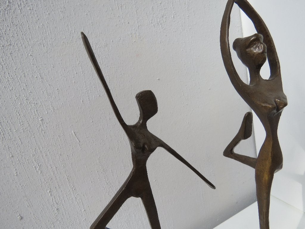 Paire de ballerines abstraites en bronze, Enlèvement ou Envoi, Abstrait, Brons, Abstrait