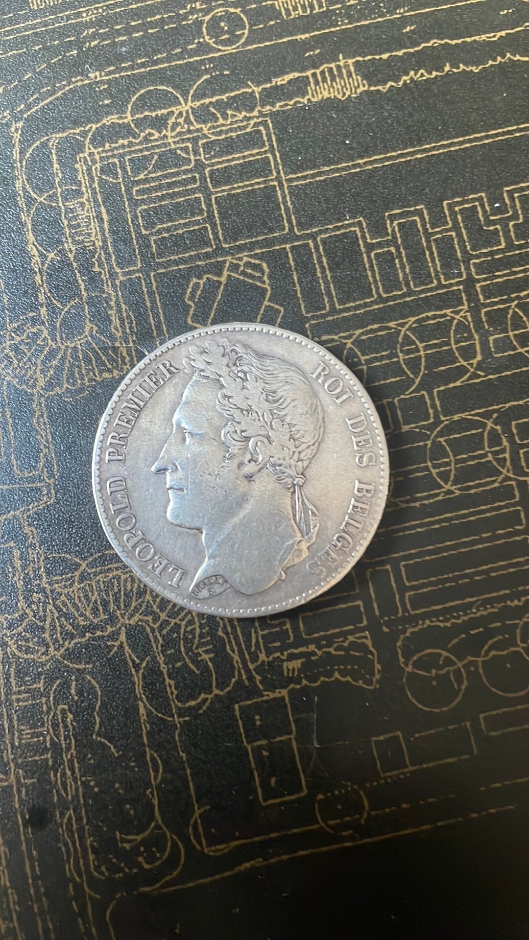 Belgie 5 francs 1849 24,8 gram randtekst ondersteboven, Verzenden, Munten