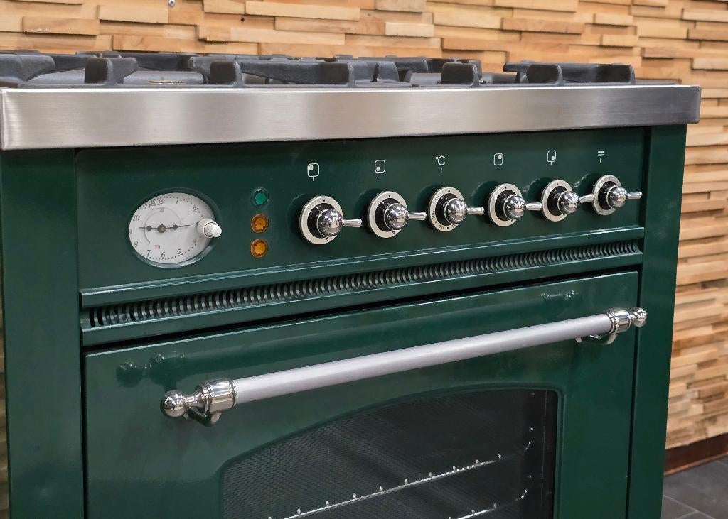 🔥Luxe Fornuis Boretti 70cm groen + rvs 4 pits 1 oven, Elektronische apparatuur, Fornuizen, Ophalen, 60 cm of meer, 4 kookzones