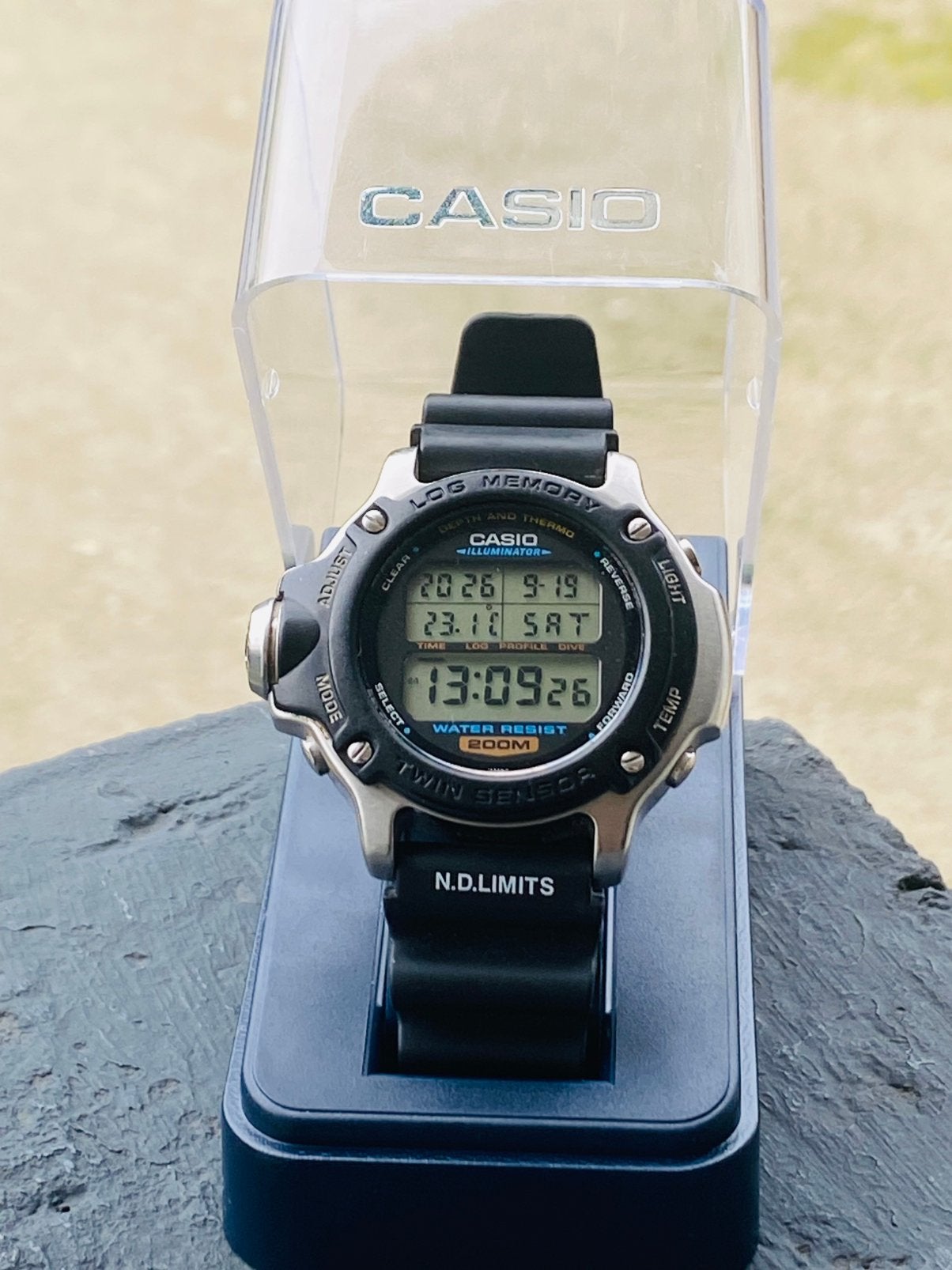 Zeldzame Casio DEP-610 Twin Sensor  Diver -Topstuk !, Montre-bracelet, Casio, Enlèvement ou Envoi, Autres matériaux