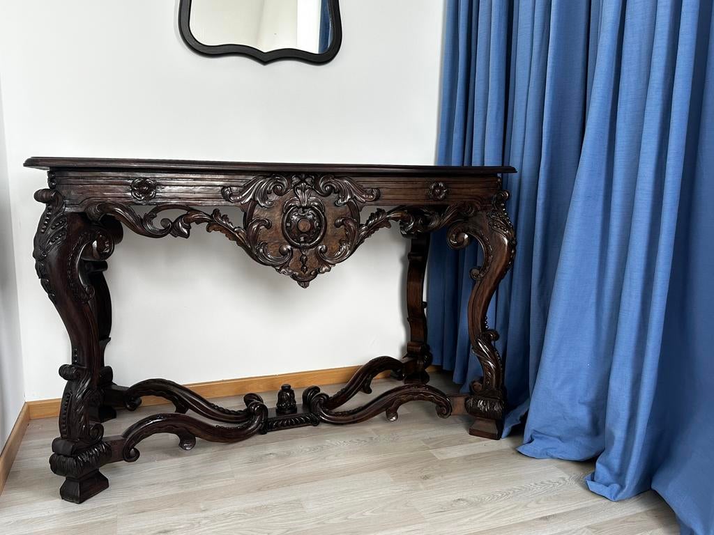 Antieke houten consoletafel, Ophalen, Zo goed als nieuw