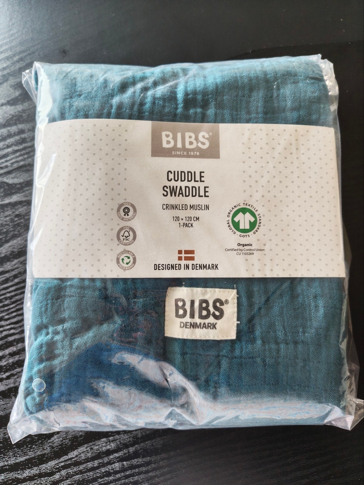 Bibs cuddle swaddle  120x120cm  petrol blauw, Enfants & Bébés, Vêtements de bébé | Autre, Enlèvement