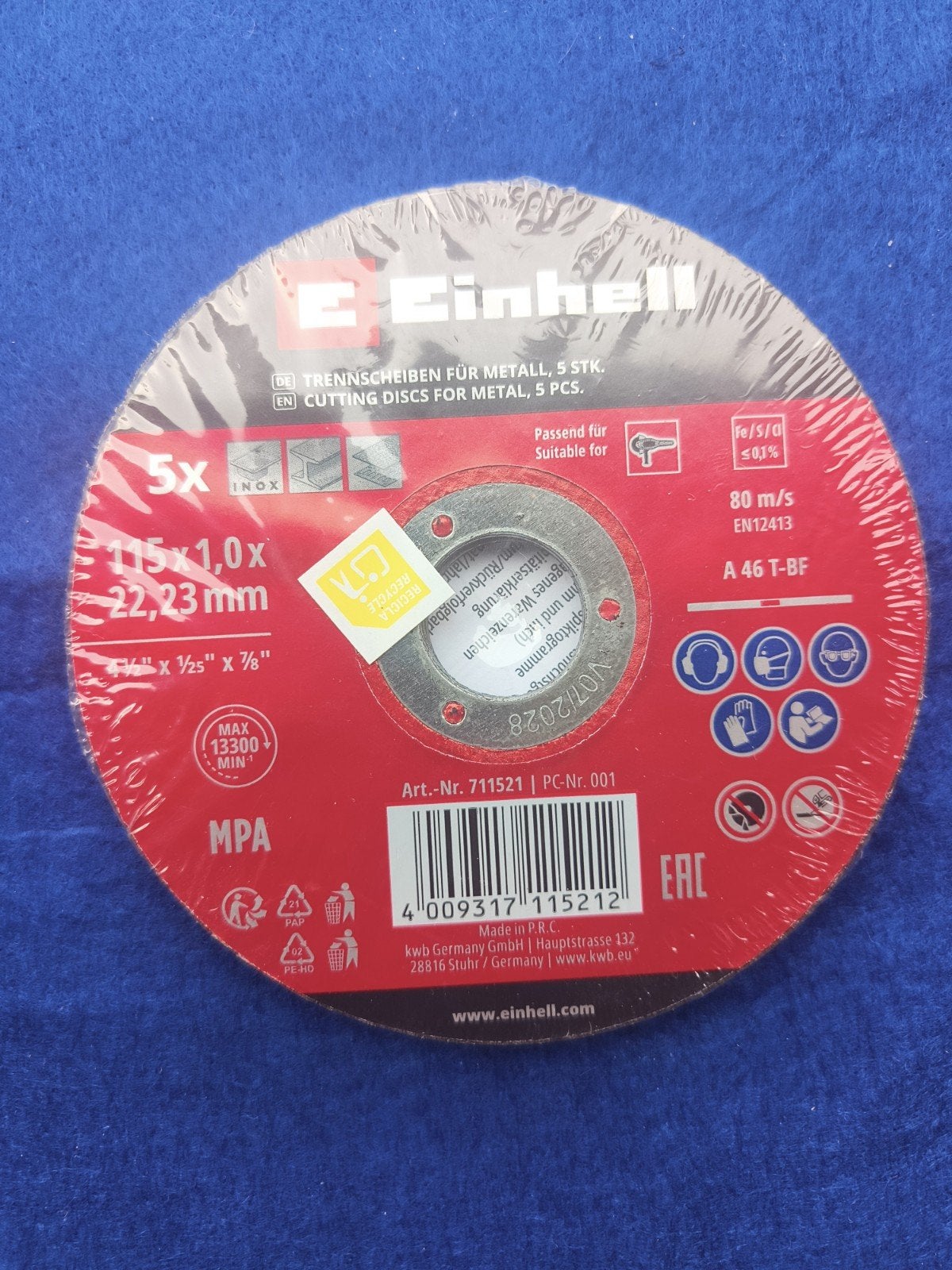 Nouveaux disques à tronçonner Einhell 115 + 125 mm, Enlèvement ou Envoi, Neuf, Meuleuse d'angle