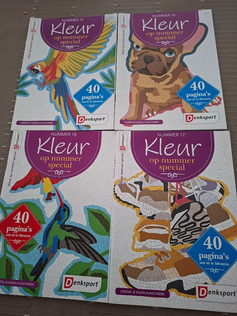 KLEUR OP NUMMER   denksport nrs 14,15,17 en 18, Hobby & Loisirs créatifs, Dessin, Enlèvement, Neuf, Livre ou Guide