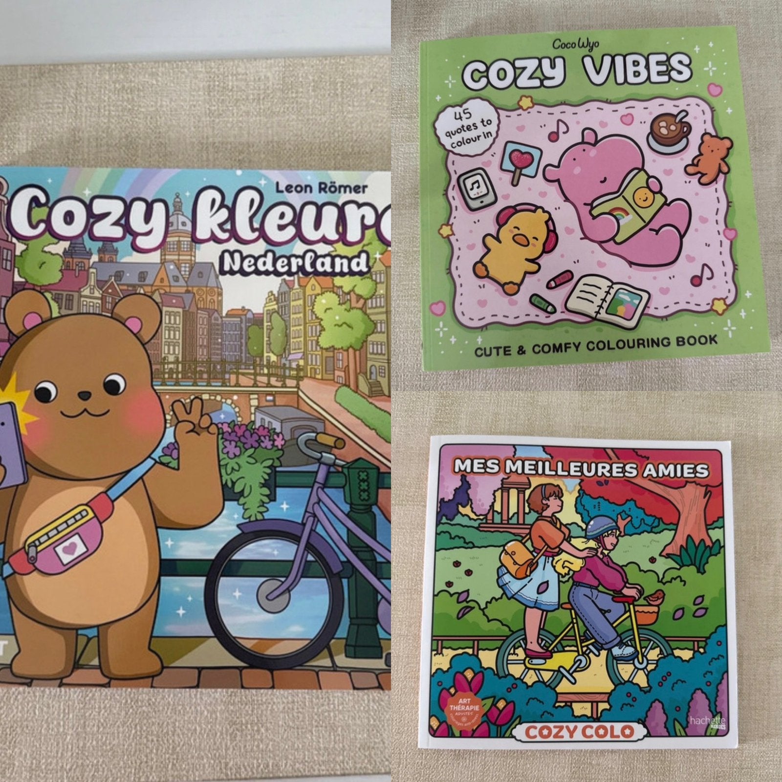 3 cozy kleurboeken, Hobby en Vrije tijd, Tekenen, Ophalen of Verzenden, Gebruikt