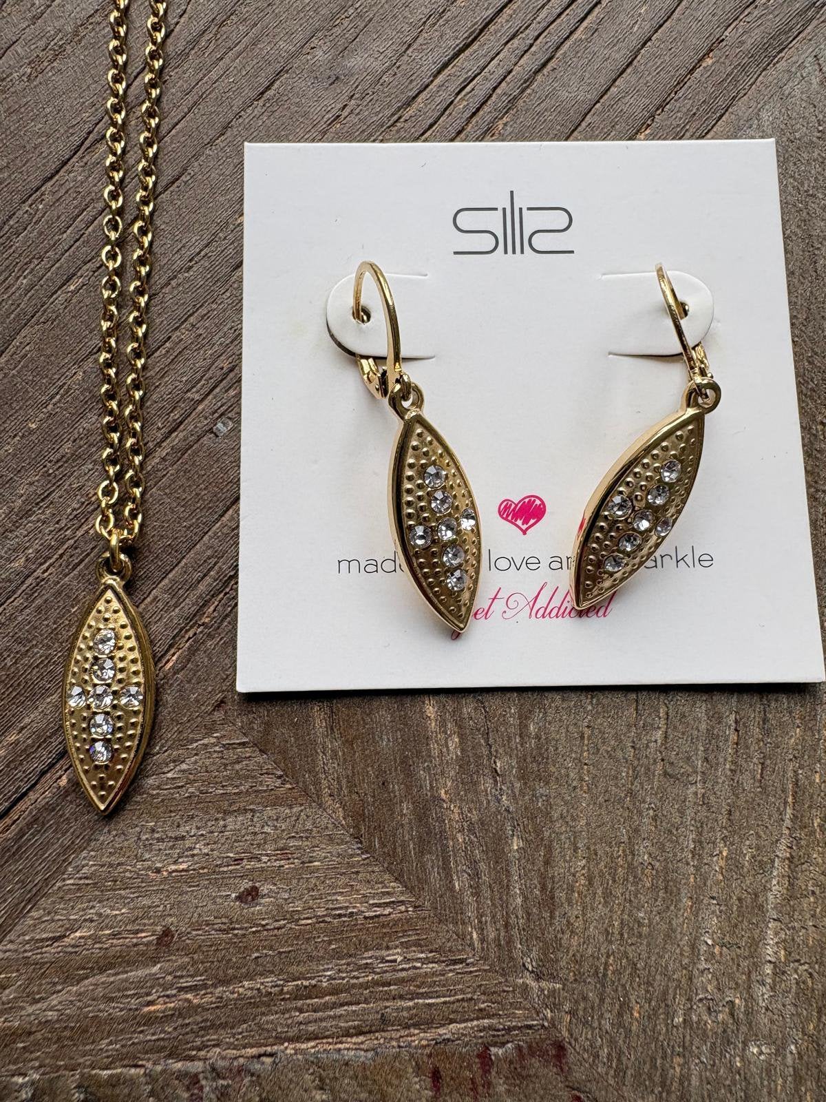 GOUDKLEURIGE KETTING+OORBELLEN SILIS, Ophalen of Verzenden, Nieuw