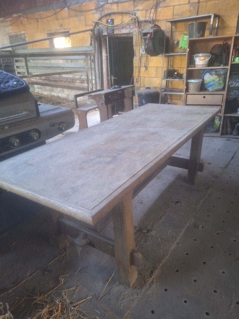 Tafel, Huis en Inrichting, Tafels | Eettafels, Ophalen, Gebruikt, Eikenhout, 200 cm of meer