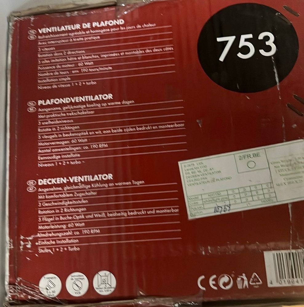 Ventilateur de plafond Lervia, Enlèvement, Neuf