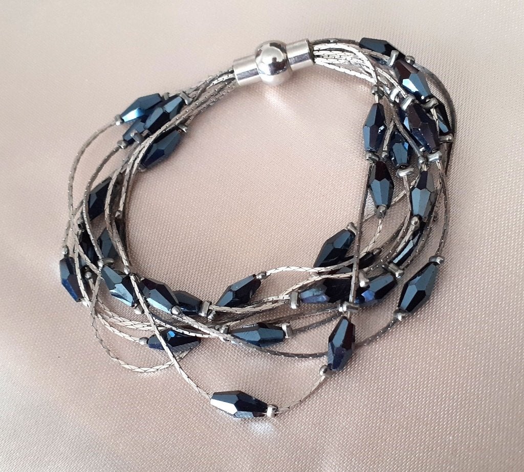 armband zilver met zwarte speciale kristalletjes, Overige materialen, Zwart, Nieuw, Ophalen of Verzenden