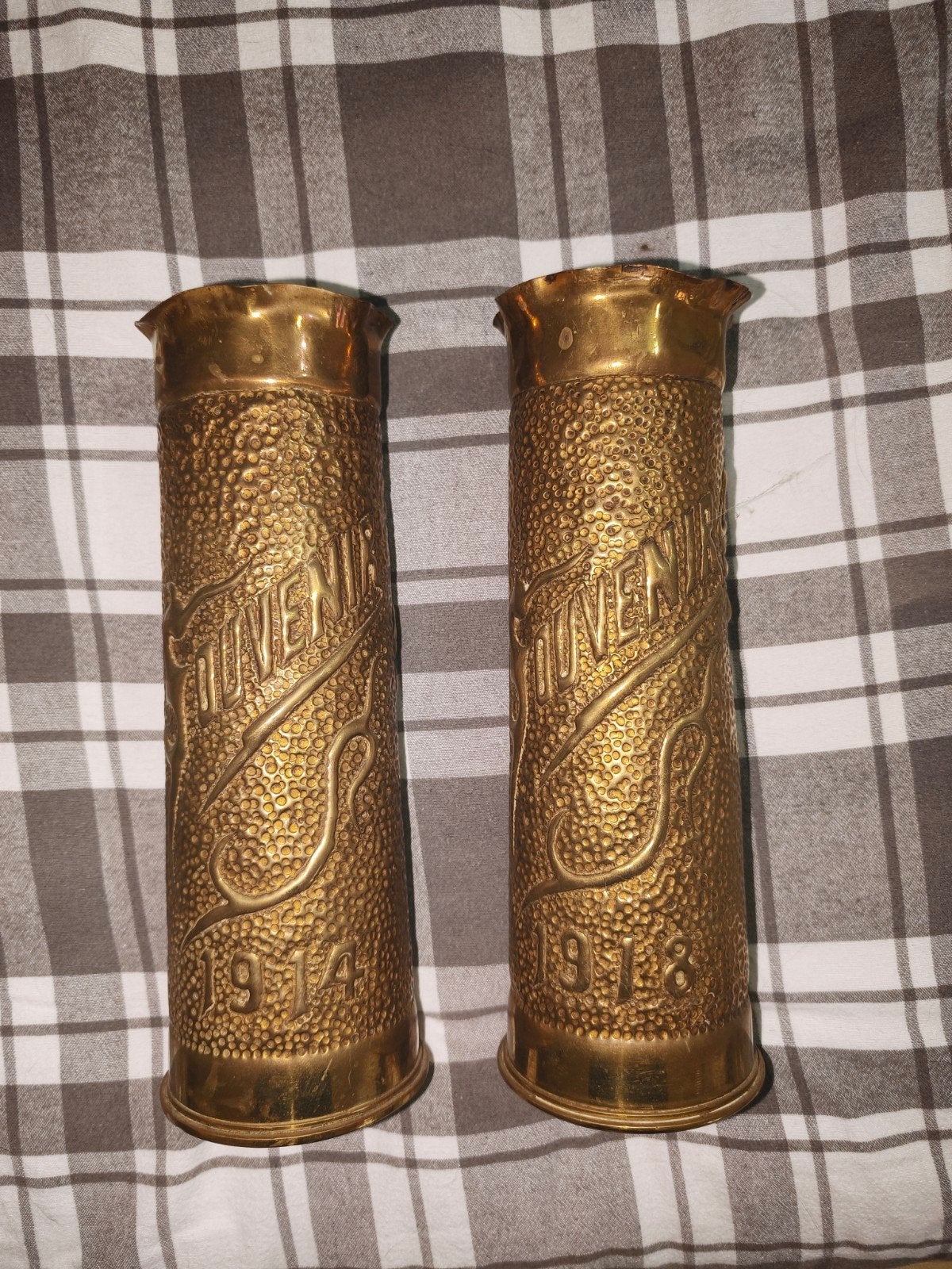 Paire de Vases Art des Tranchées Poilu 14-18 Obus Laiton, Enlèvement