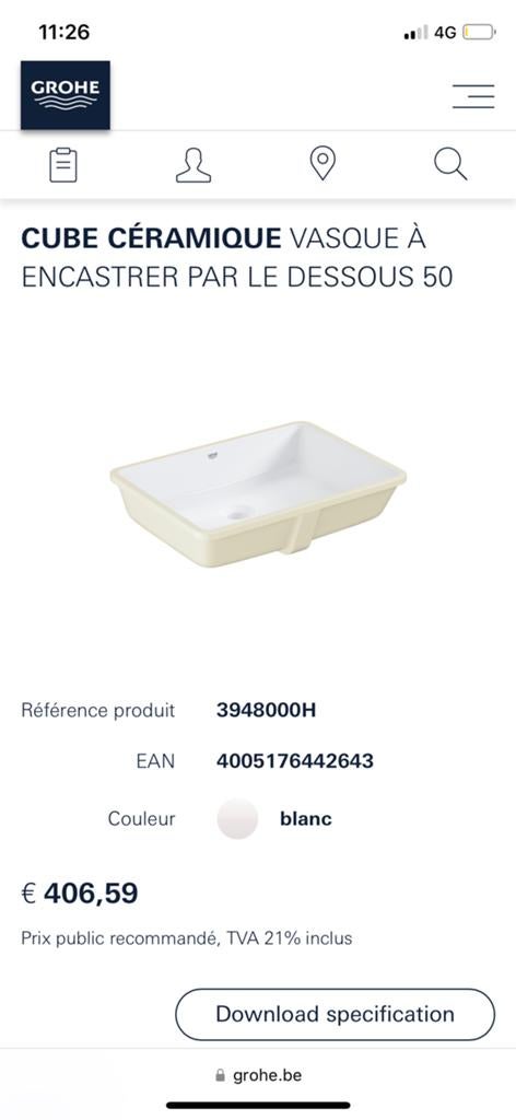 Evier Grohe Cube Ceramic, Ophalen, Zo goed als nieuw