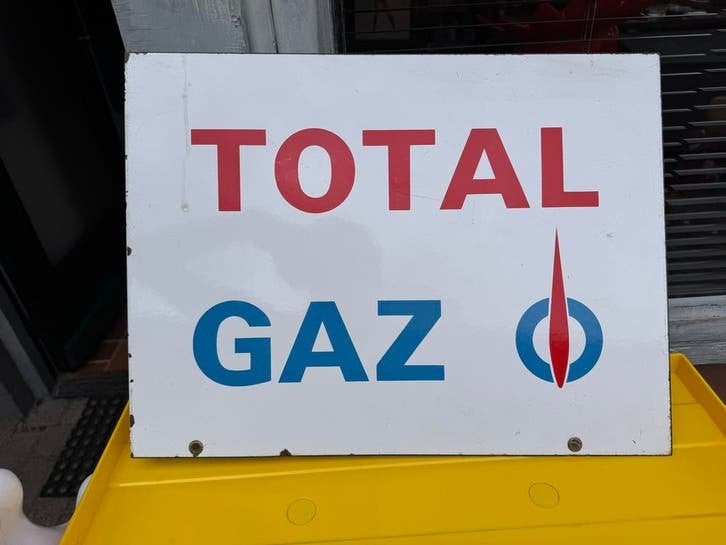 Vintage Total Gaz Emaille Reclamebord, Antiek en Kunst