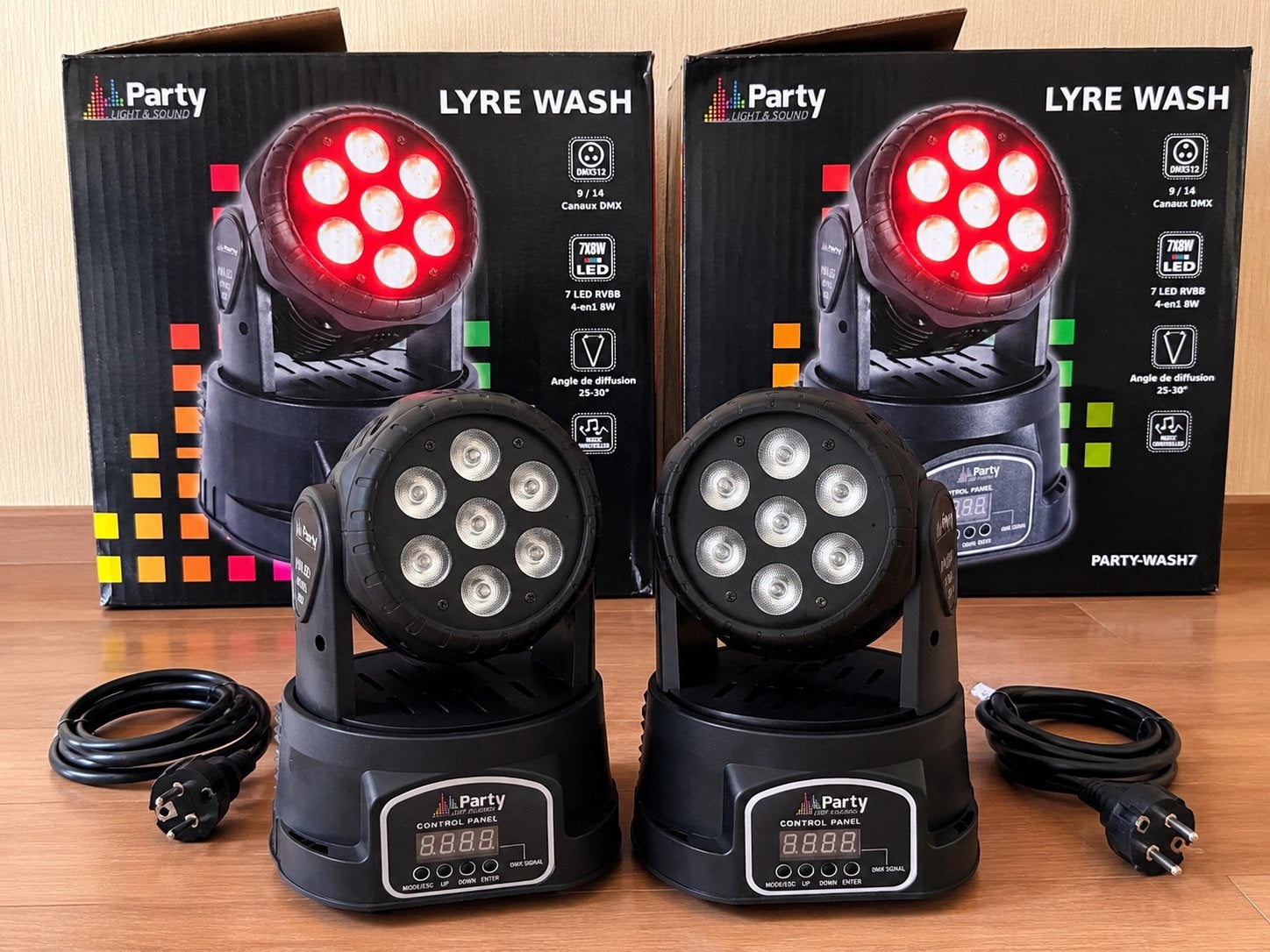 2 Lyres Wash PARTY-WASH7 LED RGBW DMX – Comme neuves, Musique & Instruments, Enlèvement, Comme neuf