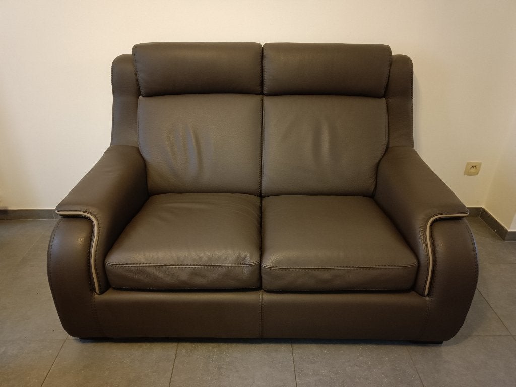 Echt lederen zetel (driezit en tweezit) in zeer goede staat, Huis en Inrichting, Ophalen, Overige maten, Klassiek, 150 tot 200 cm