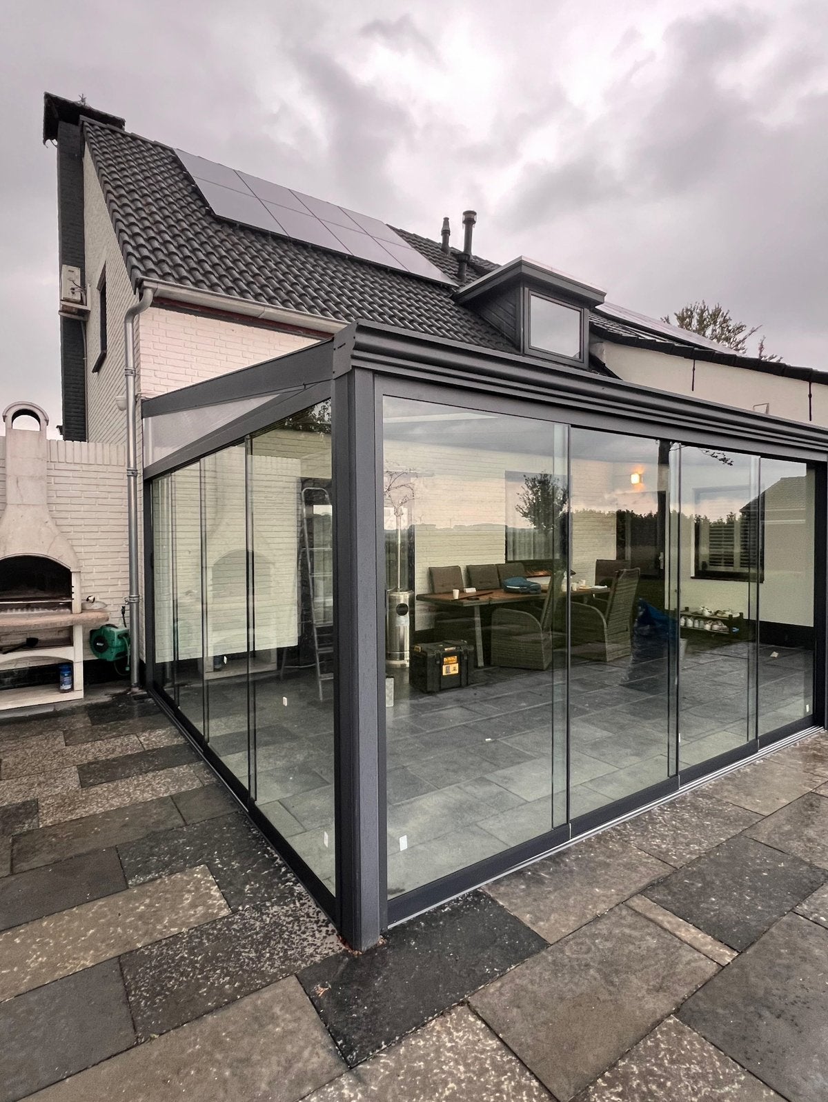 10 mm glazen schuifwand | Compleet schuifsysteem, Doe-het-zelf en Bouw, Verzenden, Zo goed als nieuw