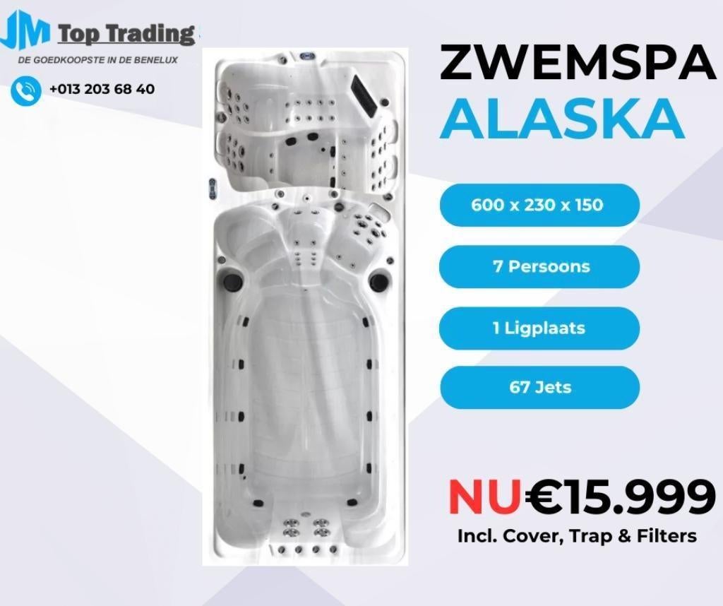 Zwemspa Alaska (Balboa) - 7 pers - 590x230cm - 67 jets, Tuin en Terras, Ophalen, Nieuw, Overige typen
