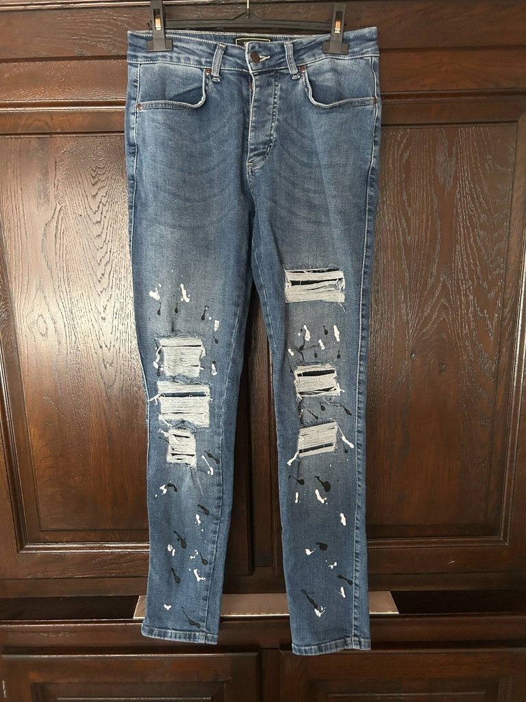 Jeans bleu à trous, Vêtements | Hommes, Siksilk, W32 (confection 46) ou plus petit, Comme neuf, Enlèvement