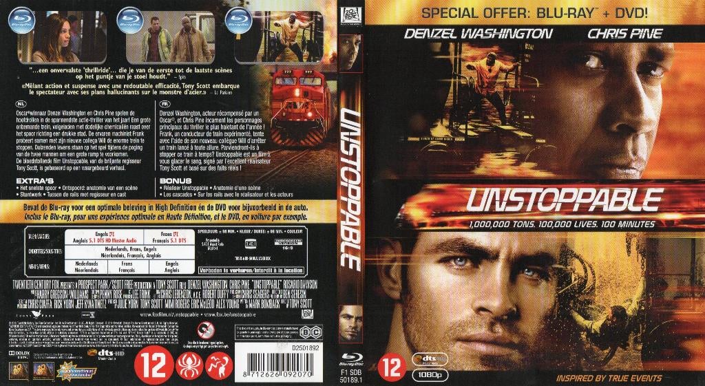 unstoppable (blu-ray) neuf, CD & DVD, Blu-ray, Comme neuf, Thrillers et Policier, Enlèvement ou Envoi