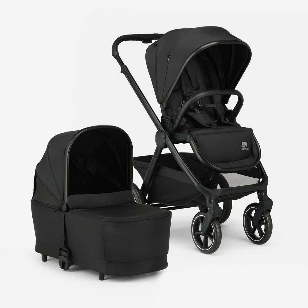 DERYAN Naya Kinderwagen – Reiswieg & Zitje - Zwart, Enlèvement ou Envoi, Comme neuf, Autres marques, Protection de pluie