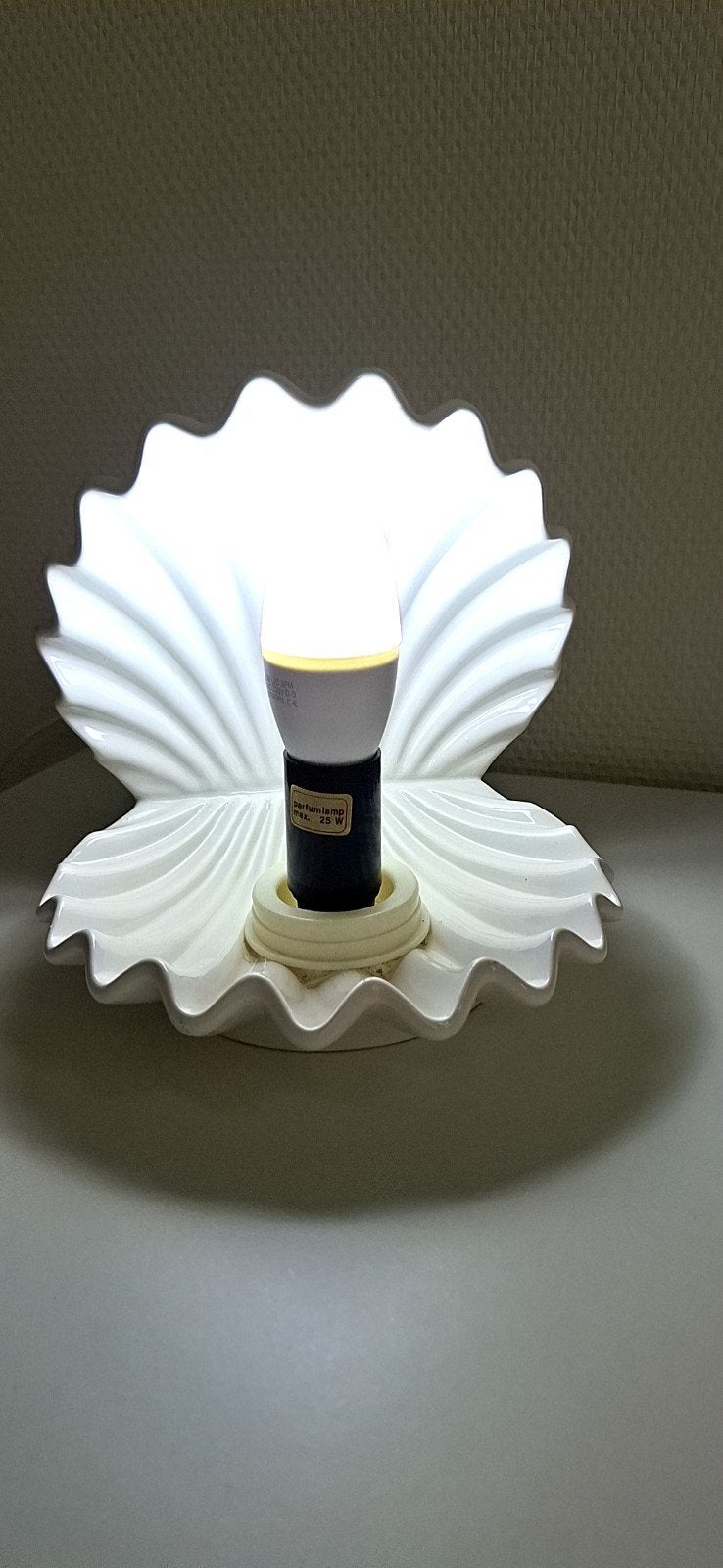 Lampe vintage coquillage blanche, Enlèvement ou Envoi, Blanc, Vintage