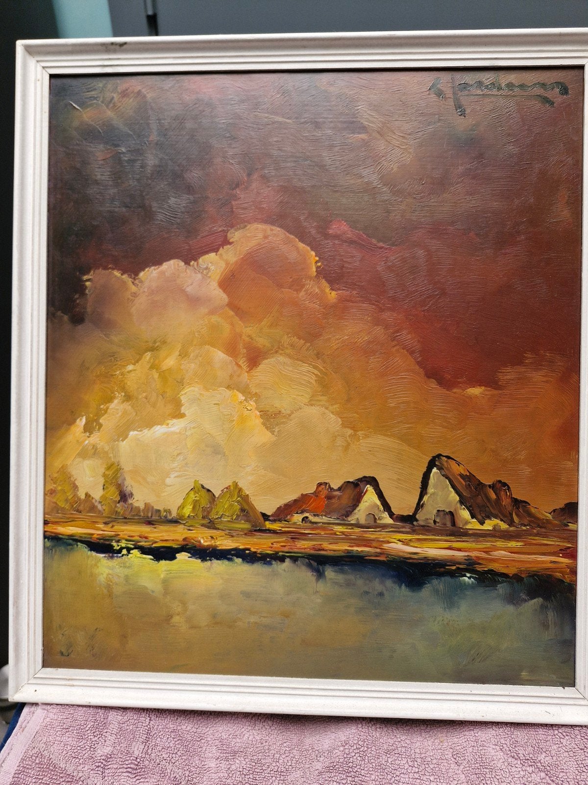 boerenlandschap.  origineel, Antiquités & Art, Art | Peinture | Classique, Enlèvement, Signé, Paysage, Toile