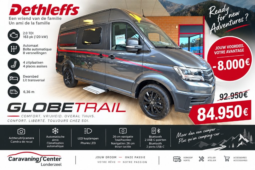 Dethleffs Globetrail Performance 600 DR – VW Crafter, Automaat, Chemisch toilet, ABS, Luifel