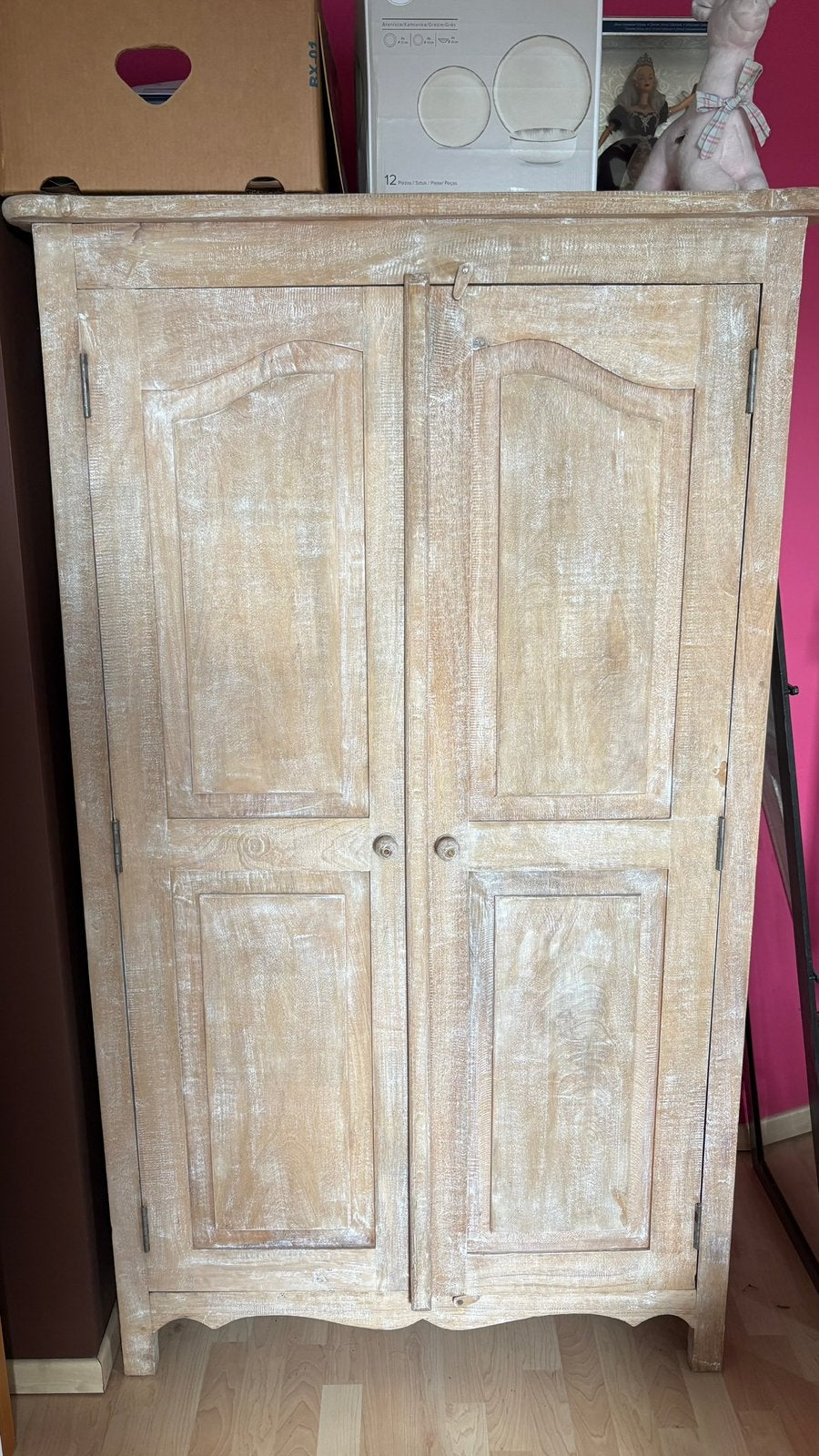 Penderie bois de manguier Jardin d’Ulysse, Maison & Meubles, Avec tablette(s), 100 à 150 cm, Utilisé, Autres essences de bois