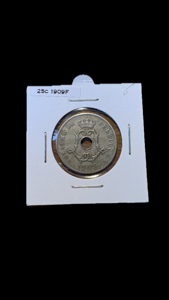 LEOPOLD II: 25 cent 1909F (2), Ophalen of Verzenden