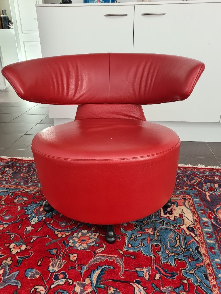 Zeteltje Cassina "BIKI" fauteuil Tournant design, Huis en Inrichting, Ophalen, Minder dan 75 cm, Design, Leer