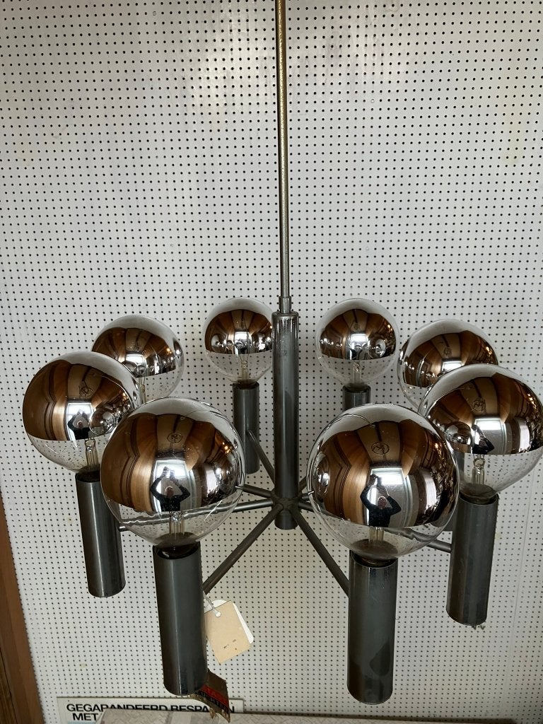Vintage chroomkleurige kroonluchter, Ophalen