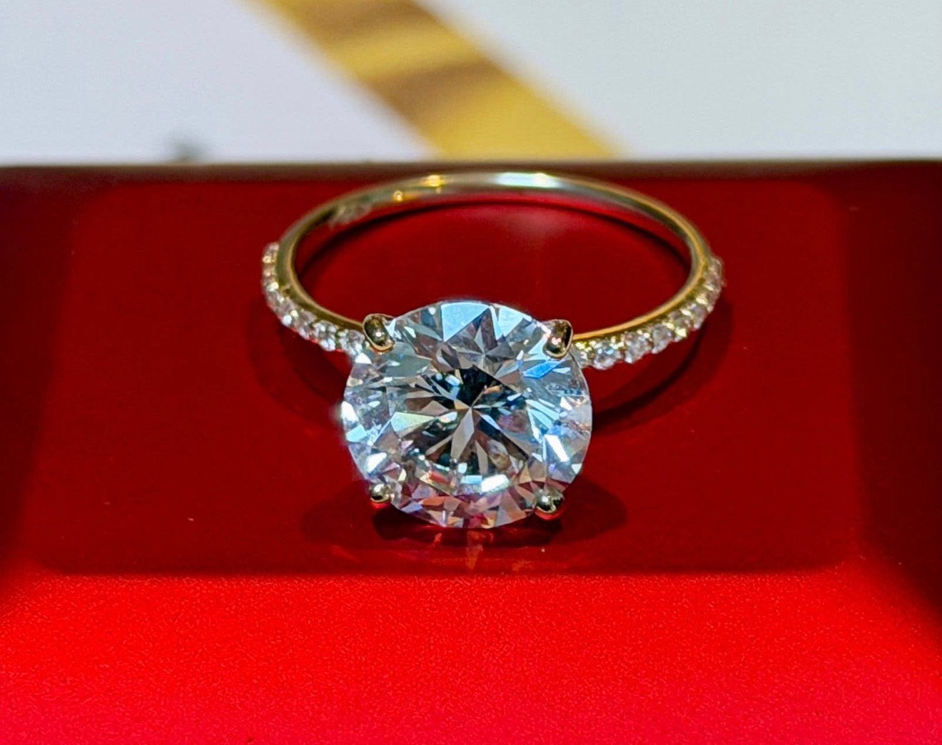 Geel gouden ring VS1 diamant van 3.23ct met IGI certificaat!, Bijoux, Sacs & Beauté, Neuf, Or, 17 à 18, Jaune
