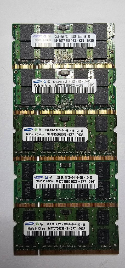 5 x  Samsung 2GB DDR2 800Mhz PC2-6400 SODIMM, Informatique & Logiciels, Enlèvement, DDR2