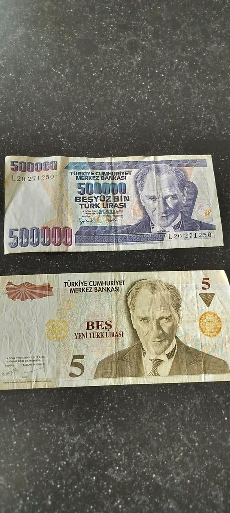 Billets de banque - monnaie Turquie 2 pièces, Enlèvement ou Envoi
