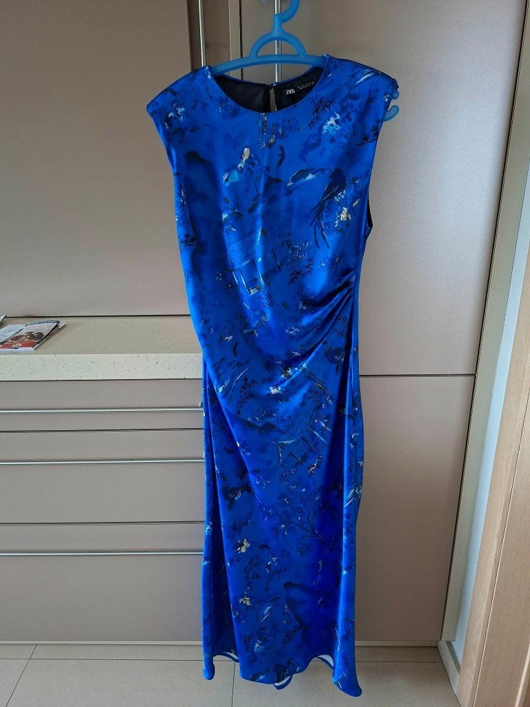 elegante lange jurk Zara maat large (maat 40), Kleding | Dames, Maat 38/40 (M), Blauw, Zara, Ophalen of Verzenden